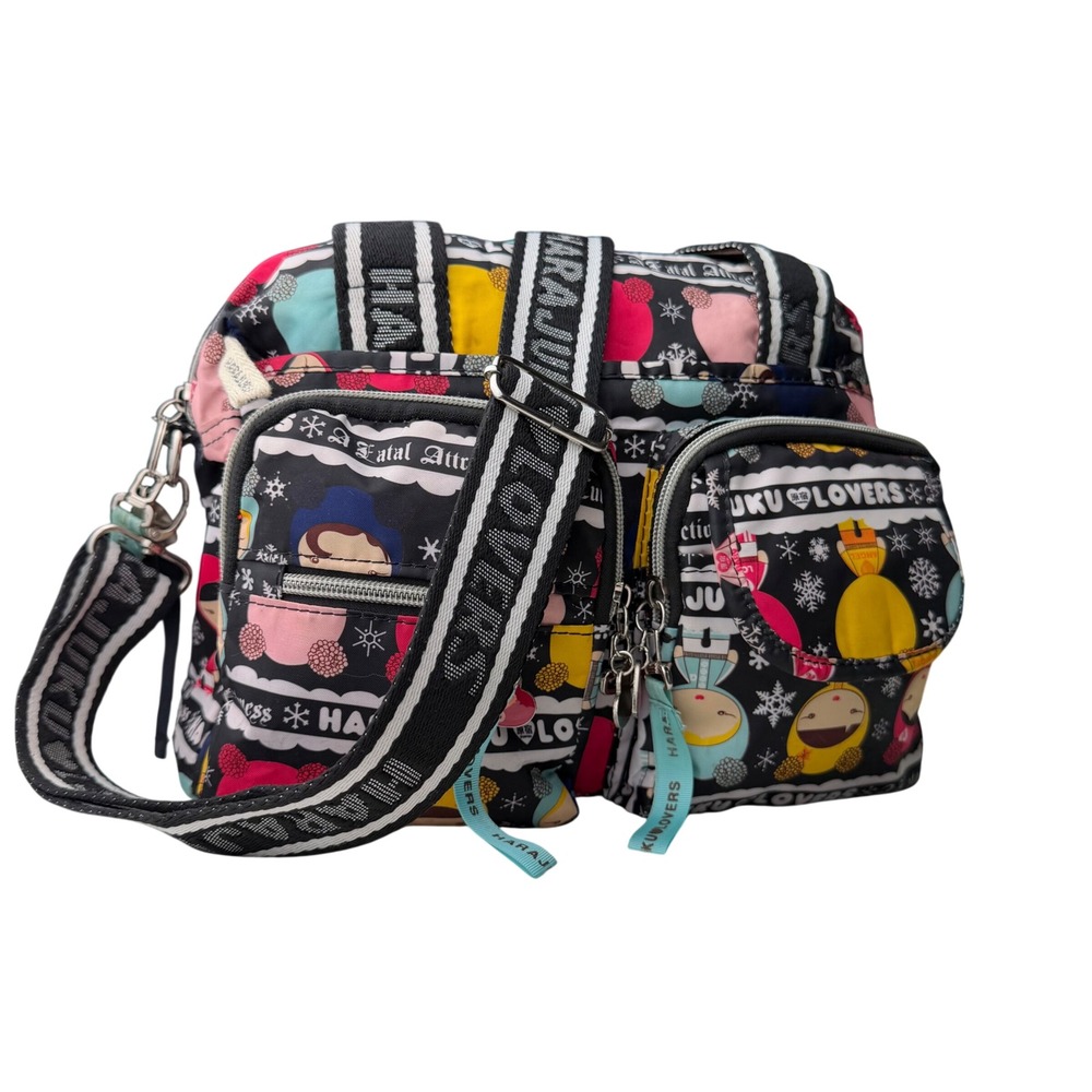Harajuku Lovers Vintage Y2K Crossbody Bag Fatal Attraction Kawaii Black Multi